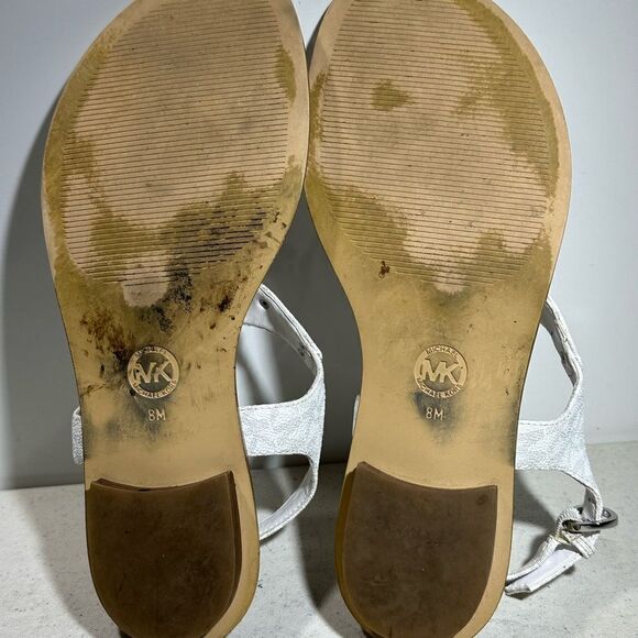 MICHAEL  Kors Women's Canvas Plate T-Strap Thong Sandals vainilla sz 8M - Picture 7 of 7